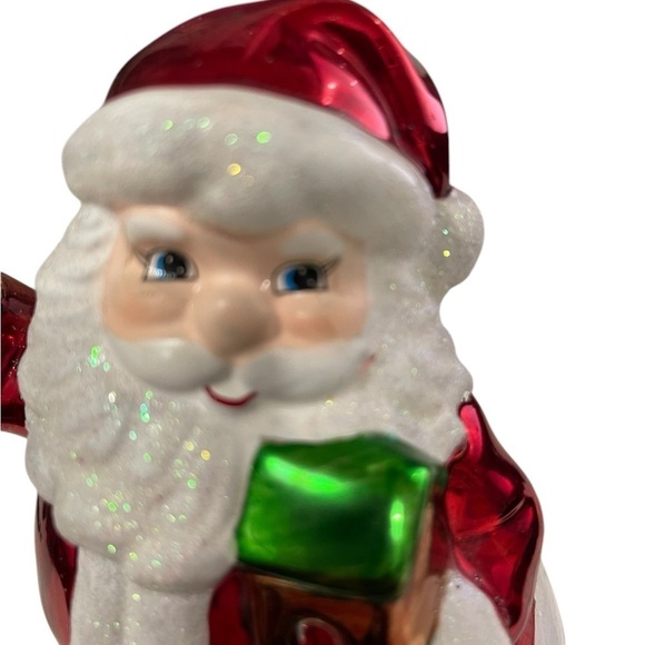 Christopher Radko Hand Blown7 1/2 in Hinged Candy Trinket Box Santa Painting - Picture 5 of 8